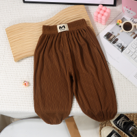 Children's summer anti-mosquito pants drawstring ice silk boys and girls outerwear pants 7A antibacterial nine-point pants  Taupe
