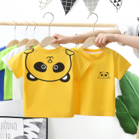 Kinder kurzarm sommer neue baby reine baumwolle mädchen reine baumwolle jungen T-shirt kleidung gekämmte baumwolle kinder kleidung  Gelb
