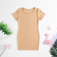 Girls' skirts are exclusively for cross-border supply. Southeast Asian and European beauty baby skirts, summer slimming and fashionable solid color dresses.  Khaki