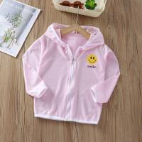 Children's sun protection clothing thin breathable ice silk cool boys and girls casual summer hooded jacket outdoor baby sun protection  Pink