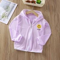 Children's sun protection clothing thin breathable ice silk cool boys and girls casual summer hooded jacket outdoor baby sun protection  Purple