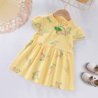 Mädchen kleid sommer neue stil mädchen cheongsam kinder kleid  Gelb