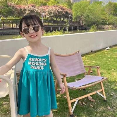 Sommer Mädchen Strapskleid Baby modische Weste Kleid Kinder koreanischen Stil Brief drucken modischen und niedlichen Rock