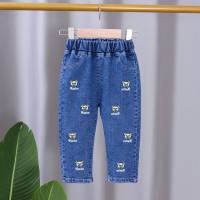 2024 nuova versione coreana pantaloni jeans per ragazze primaverili e autunnali pantaloni primaverili per bambini in stile primaverile e autunnale per bambini pantaloni larghi ed eleganti  Multicolore