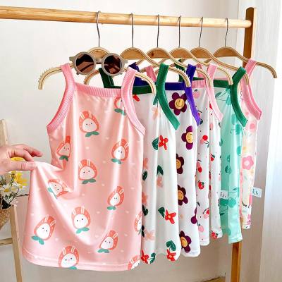 New summer children's suspender princess dress for girls, cool, breathable and comfortable dress for middle and large children, thin dress