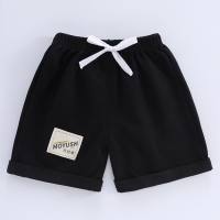 Children's summer shorts outerwear children's clothing Korean version boys and girls solid color shorts small children's open crotch casual pants  Black