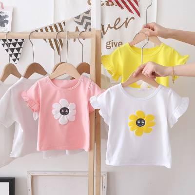 Girls cotton short-sleeved T-shirt baby summer stylish half-sleeved tops for children aged 18 and under
