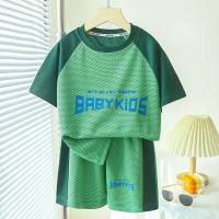 Children's summer basketball uniform suit for boys summer quick-drying mesh short-sleeved shorts for children and middle-aged children breathable sports suit  Green