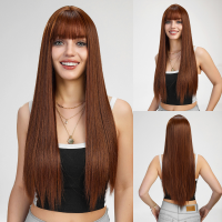 Wigs for women long straight hair full head set Long straight hair fashion hairstyle ladies fluffy natural wig set  Style 4