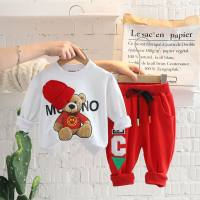 Spring and Autumn fashion trendy children's new cartoon casual long-sleeved sweatshirt suit for boys and girls  Red