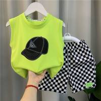 Boys vest suit small and medium children baby sleeveless clothes boy children cool handsome casual summer clothes two pieces  Green