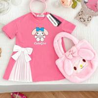 Korean children's dress fashionable and stylish cute cartoon summer new style baby girl skirt bow  Red