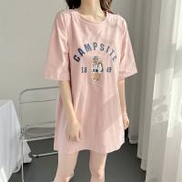 Nursing clothes for going out, hot mom summer dress, fashionable short-sleeved T-shirt top, outer wear, breastfeeding clothes, summer pajamas  Pink