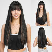 Wigs for women long straight hair full head set Long straight hair fashion hairstyle ladies fluffy natural wig set  Style 5
