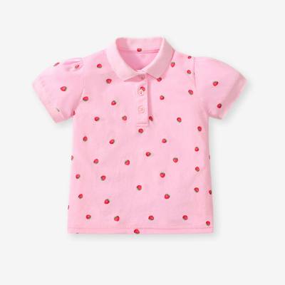 T-shirt d'été à manches courtes pour enfants, polo pour filles, haut en pur coton à la mode