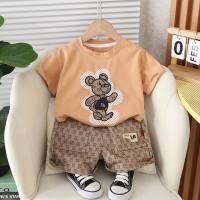 Summer boys and girls short-sleeved two-piece suit  Orange