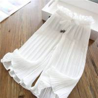 Girls wide leg pants nine points anti-mosquito pants small pants summer casual pants  White