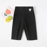 Girls summer five-point shark pants 2024 new children's thin outer leggings baby Korean yoga pants sports cycling pants  Black