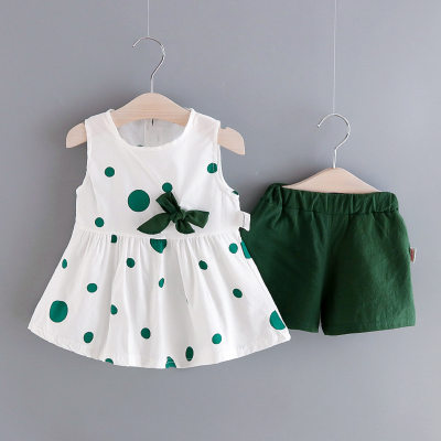 Nuevos vestidos de verano para niñas, bebés y niños pequeños, trajes de moda de dos piezas