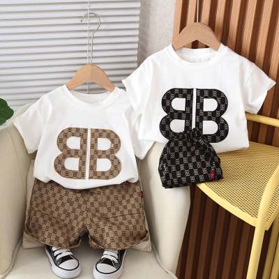 New summer boys and girls short-sleeved shorts suit
