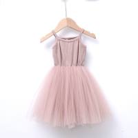 Children's dress, summer suspender dress, princess dress, lace mesh splicing dress, sundress, girl's cake dress, tutu skirt  Pink