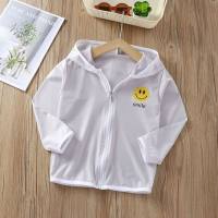 Children's sun protection clothing thin breathable ice silk cool boys and girls casual summer hooded jacket outdoor baby sun protection  Gray