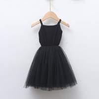 Children's dress, summer suspender dress, princess dress, lace mesh splicing dress, sundress, girl's cake dress, tutu skirt  Black