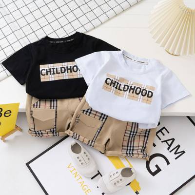 Conjunto de dos piezas de pantalones cortos de manga corta para niños, ropa infantil de algodón, camiseta con estampado de moda, verano