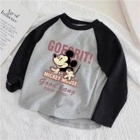 Camiseta de manga larga de Mickey Mouse de algodón informal de moda de primavera para niños pequeños  gris
