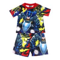 Fashion trendy casual boys summer short-sleeved new children's all-print suit boys  Red