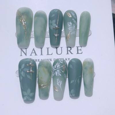 Manicure wear Jiawan blue silk watercolor painting smudged nail art stickers