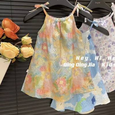 New style girls princess dress summer suspender dress children's vest dress middle and large children's dress girl baby nightdress one piece delivery