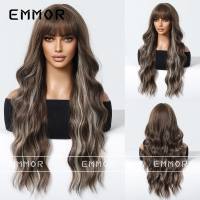 Burgundy bangs, big waves and waist-length curly hair, temperament and fashionable wig full head hairstyle  Style 2