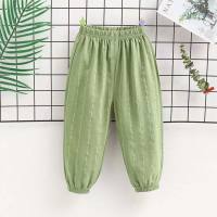 New summer children's pure cotton casual pants outer wear bloomers baby anti-mosquito pants small and medium children's thin pure cotton trousers  Light Green