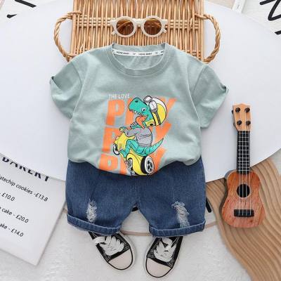 Children's cartoon printed loose casual T-shirt children's tops boys' short-sleeved summer clothes baby clothes children's clothing two-piece set