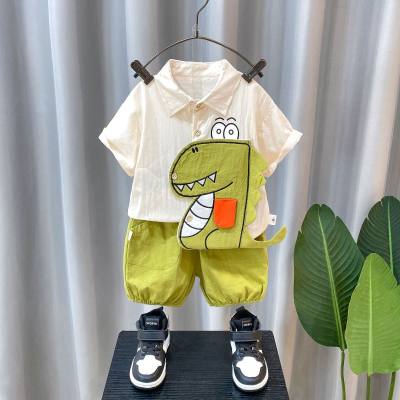Foreign trade children's clothing boys handsome street casual children's suit 2024 new short-sleeved denim shorts two-piece suit