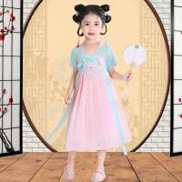 Novedad de verano, vestido Hanfu para niñas, vestido fino de estilo antiguo para estudiantes, falda de hada de princesa de estilo chino  Multicolor