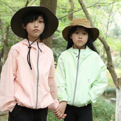 UPF50+ children's sun protection clothing boys and girls summer ultra-thin anti-ultraviolet jacket baby outerwear breathable sun protection clothing