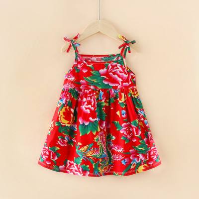 Vestido para niña, falda con tirantes de princesa estilo ins para niños, falda floral para niños de estilo coreano