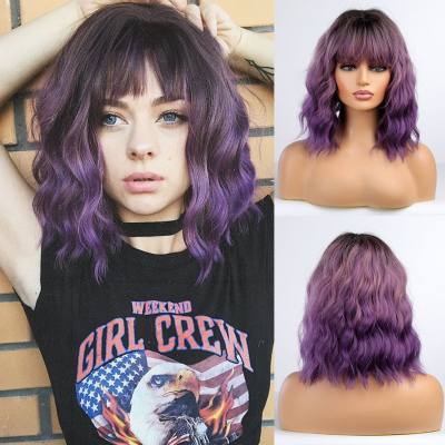 New wigs, short curly BOBO hair with bangs, European and American chemical fiber high temperature silk wigs