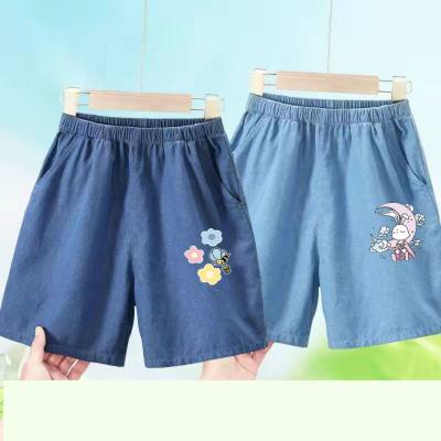 Girls pants summer new denim ice silk shorts for middle and large children stylish casual pants girls thin summer pants trendy