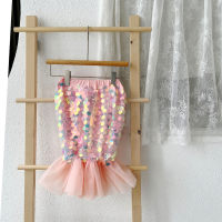 Children's clothing for girls, mermaid princess skirt, spring and summer new style skirt, mesh sequined fishtail skirt  Pink
