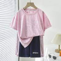 Children's summer quick-drying suit for boys and girls breathable mesh sports jersey stretch thin short-sleeved shorts  Pink
