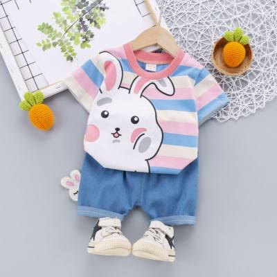 Boys summer clothes 2021 new baby short-sleeved suit Korean style fashionable children's summer handsome two-piece set