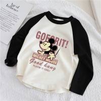 Camiseta de manga larga de Mickey Mouse de algodón informal de moda de primavera para niños pequeños  Blanco