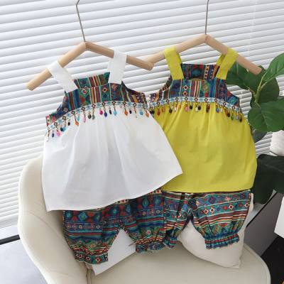 Huiai roupas infantis meninas terno de verão 2023 novo estilo bebê menina elegante de duas peças versão coreana roupas infantis verão
