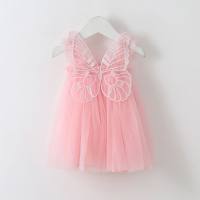 Children's suspender skirt, butterfly wings, mesh skirt, princess skirt, half skirt, tutu skirt, girl's tutu skirt, vest skirt  Pink