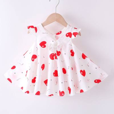 Meninas vestido de algodão verão novo bebê vestido de princesa menina saia versão coreana vestido colete infantil manga curta