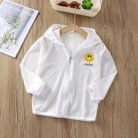 Children's sun protection clothing thin breathable ice silk cool boys and girls casual summer hooded jacket outdoor baby sun protection  White