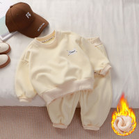 2-piece Toddler Boy Solid Color Long Sleeve T-shirt Set  White